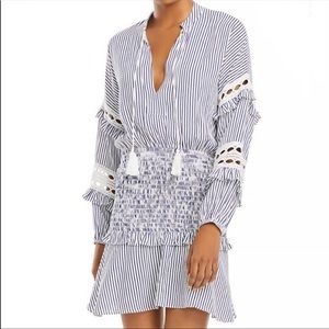 Aqua Striped Eyelet Dress